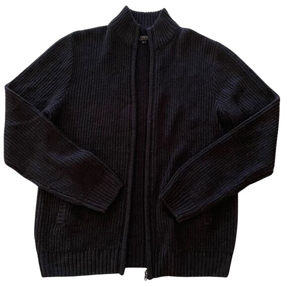 OVS Full Zip Ribbed Cardigan Granite Gray Size Large - Picture 3 of 7